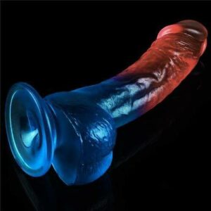 Realistisches Aussehen Rot und Blau Dildo 18cm