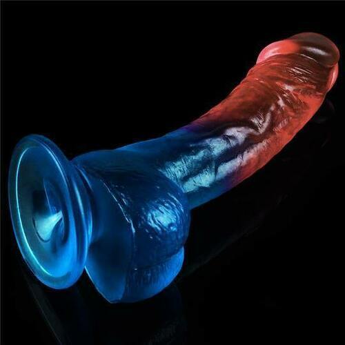 Realistisches Aussehen Rot und Blau Dildo 18cm