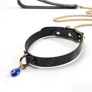 Blaue und Weiße Edelsteine Metalltraktion necklace BDSM
