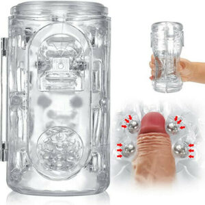 8 Stahlkugeln Flip Open Transparent Male Stroker