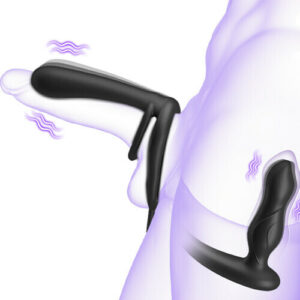 Doppelte Penetration Doppelte Vibration Paarvibrator mit Sperma-Ringverschluss