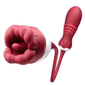 Elowen - Großer Mund mit Zungenlecken für Klitoris- und Brustwarzenstimulation, stoßender Vibrator für den G-Punkt.