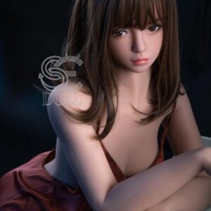 Realistic love doll Alice with brown almond eyes